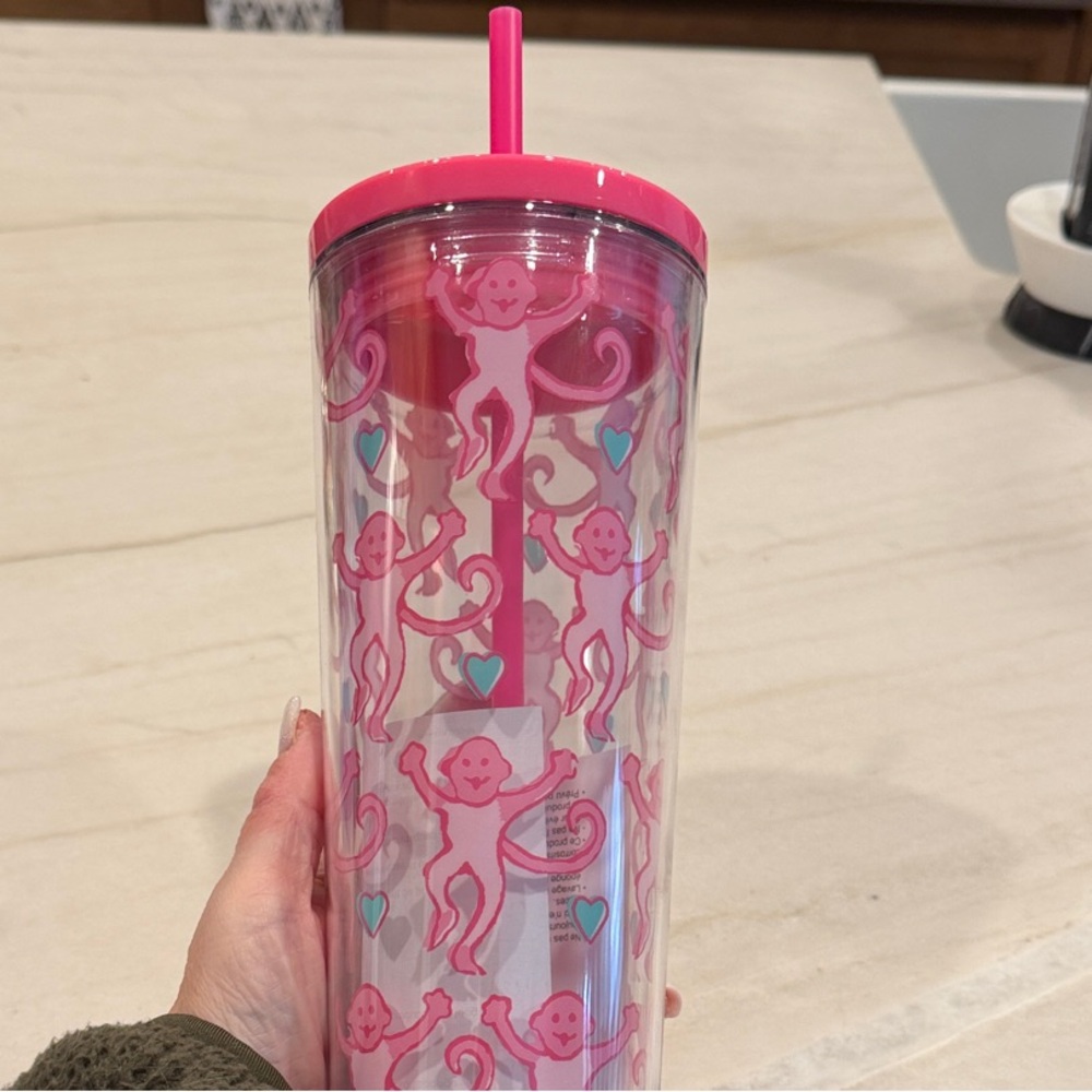 Starbucks Pink and Teal Monkey Tumbler